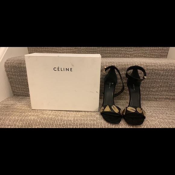 Auth New Celine Embellished Leather Sandals - Picture 6 of 7